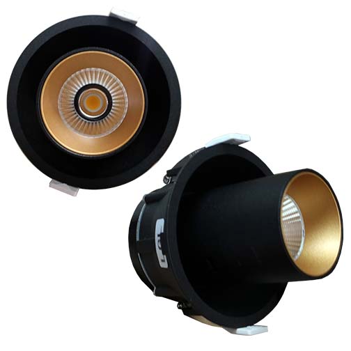 LED Spot Light - 12W - 3000K - Sandy Black + Gold